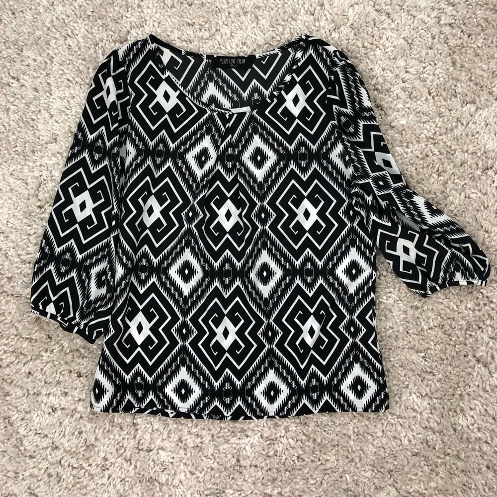 Black and white Aztec pattern blouse
